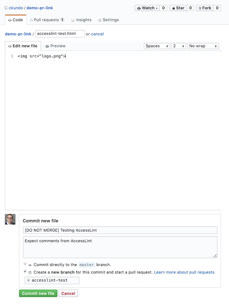 GitHub Pull Request UI, pre-populated